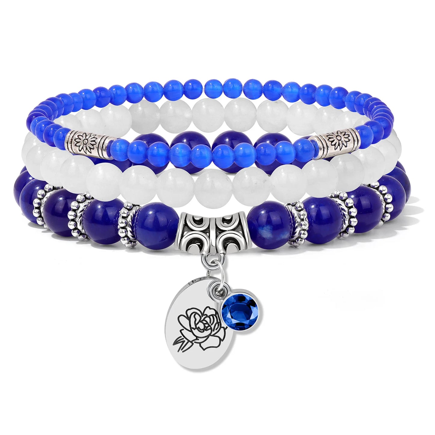 Birthstone Rose Sunflower Beaded Bracelet Sets