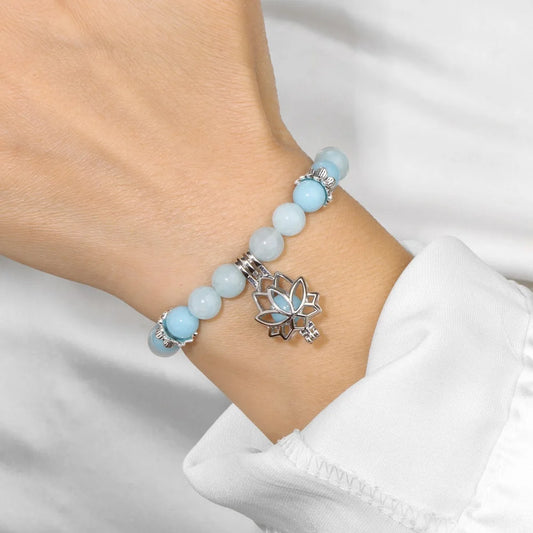 Shimmering Luminescent Lotus Charm Pendant Bracelets