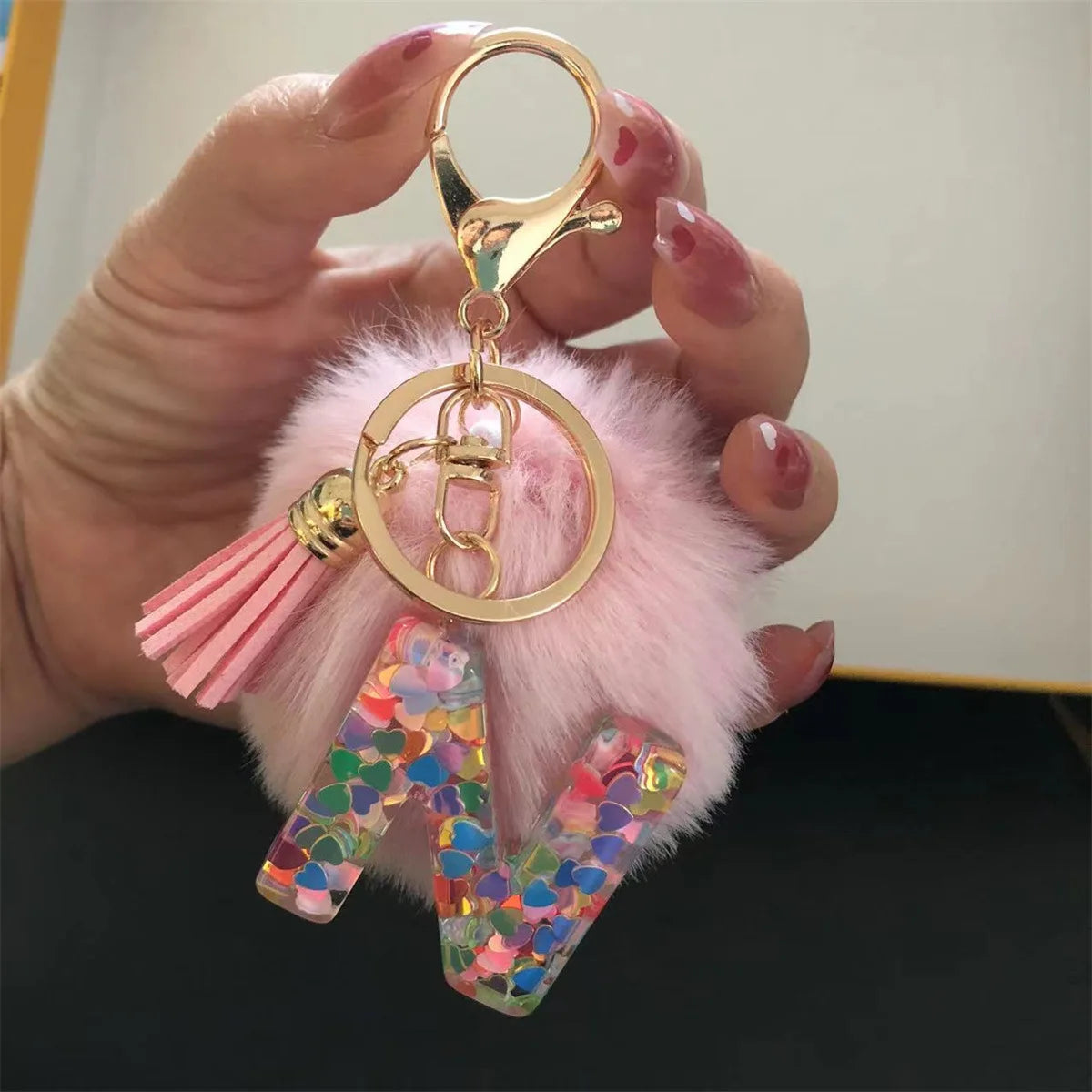 Pretty Pink Initials Alphabet Keychain Pendant
