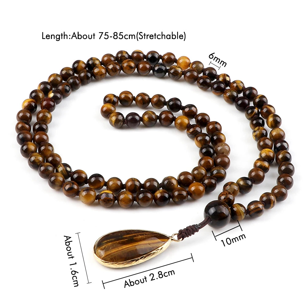Tiger Eye Stone Pendant Necklace