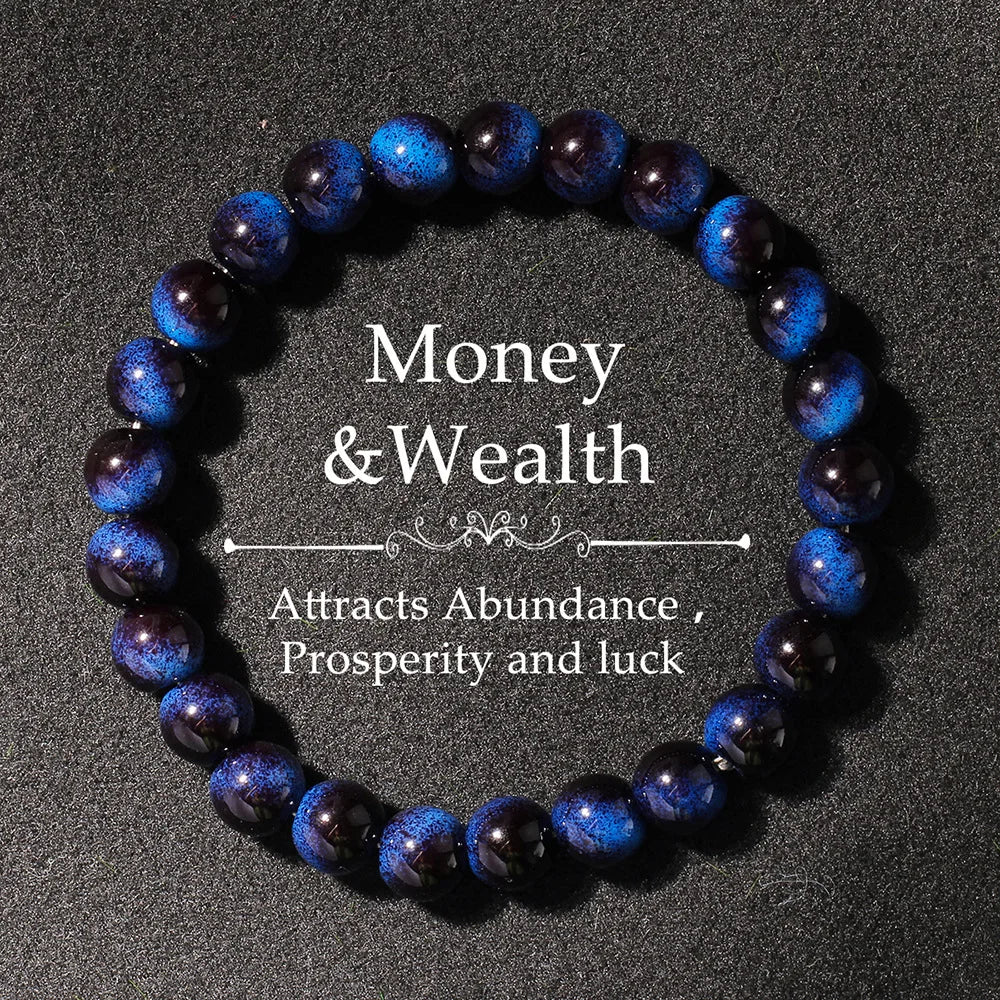 Wealthy Multicolored Crystal Tiger Eye Beads Bracelets