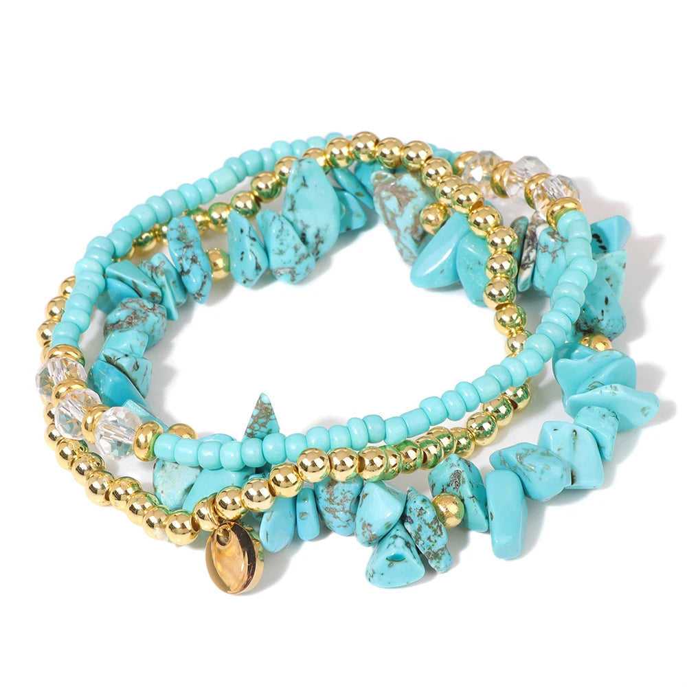 New Blue Turquoises Stone Charm Series Bracelets