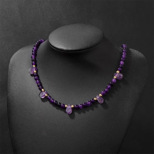 Tear Drop Crystal Colorful Natural Stone Necklace