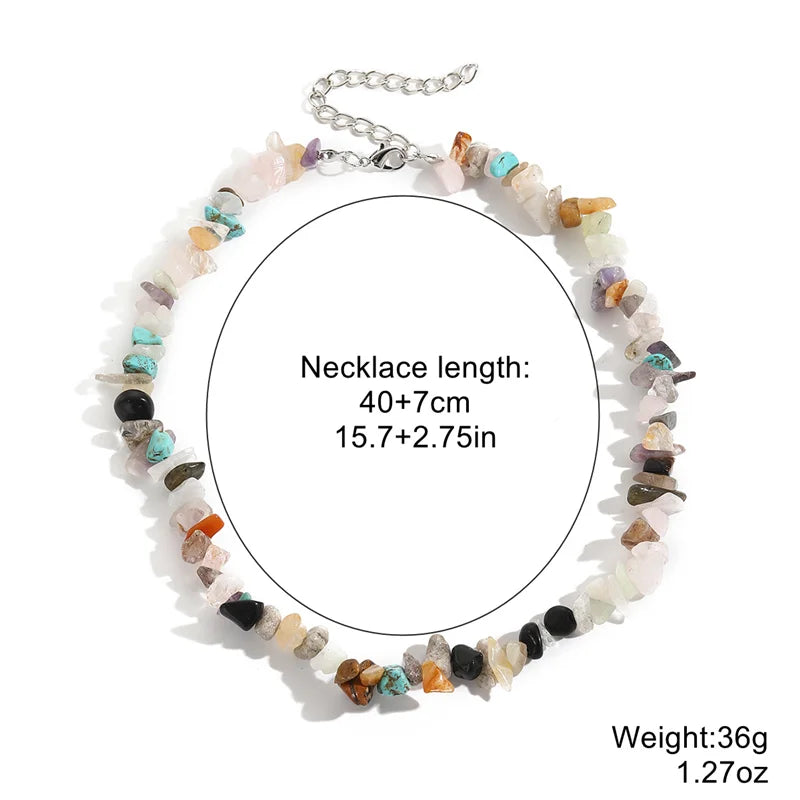 Elegant Colorful Chip Stone Choker Necklace