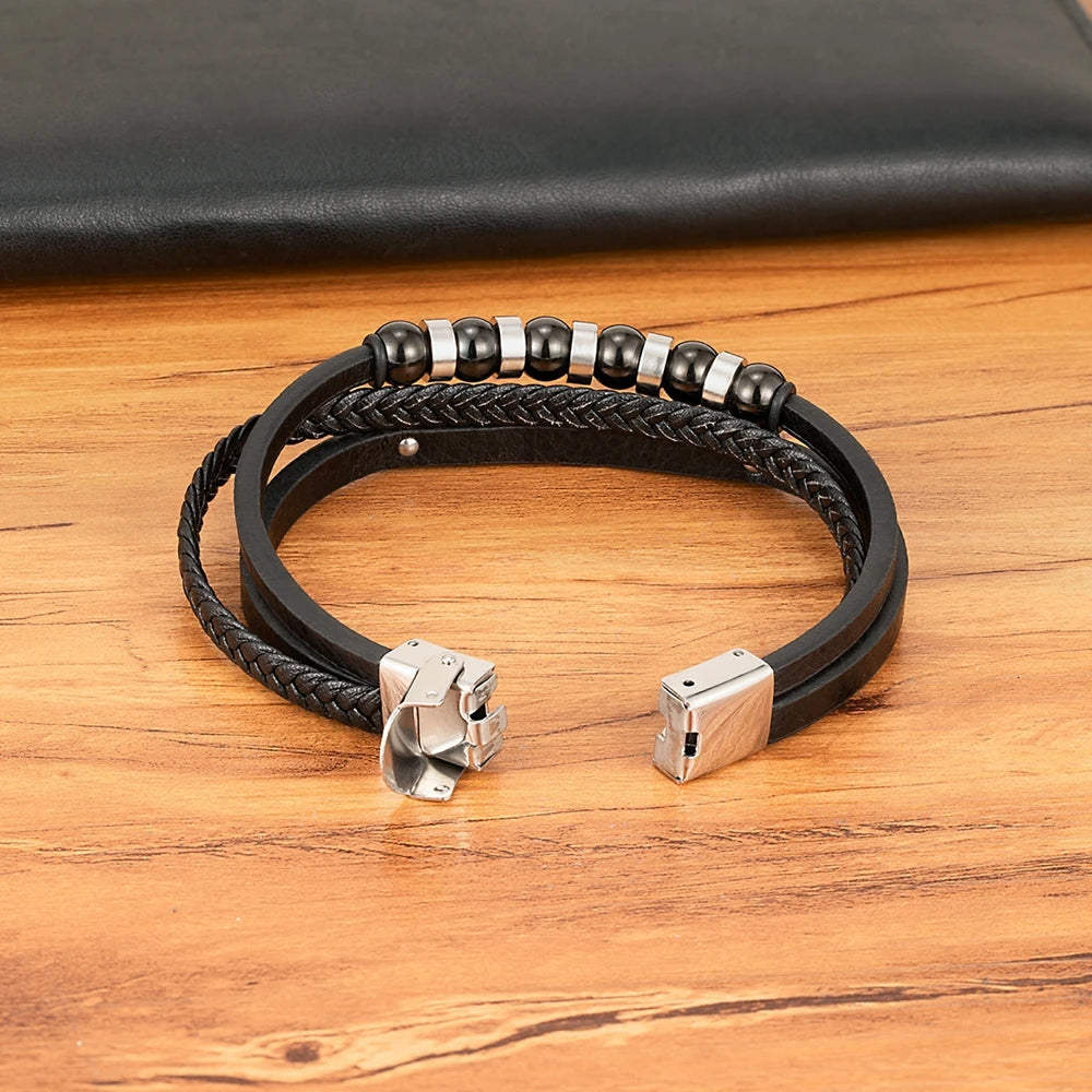 Magnetic Snap Charm Leather Bracelets