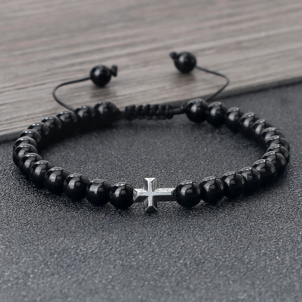 Be Blessed Charmed Cross Natural Stone Bracelet