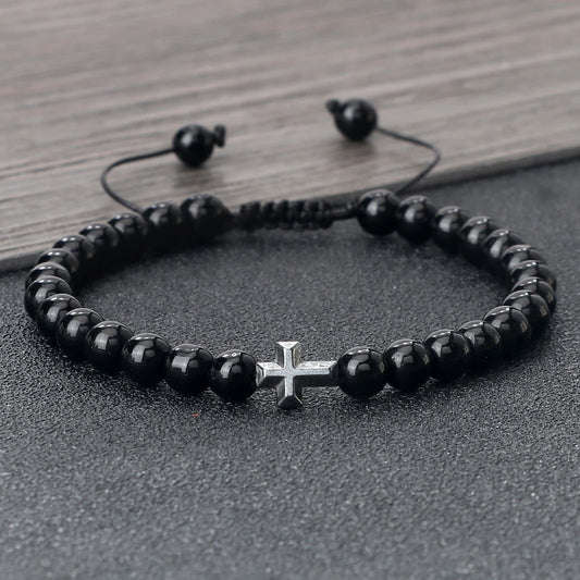 Be Blessed Charmed Cross Natural Stone Bracelet