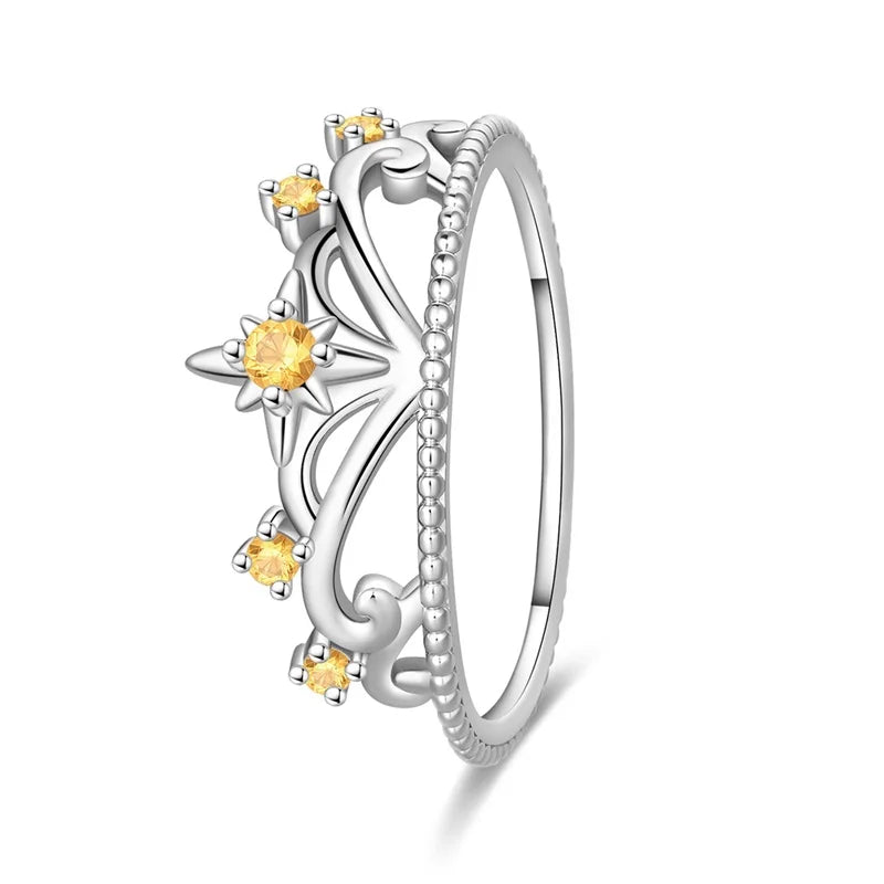 Floral Heart-Shaped Crown Rings