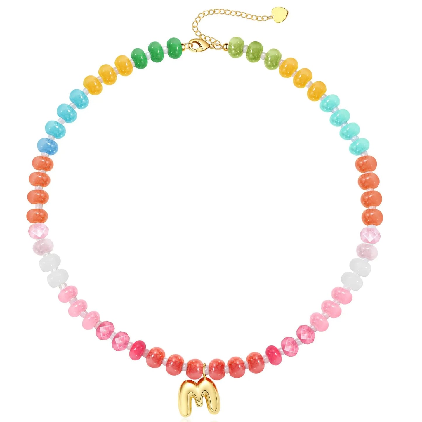 Passion Fruit Colorful Initial Natural Stone Necklaces