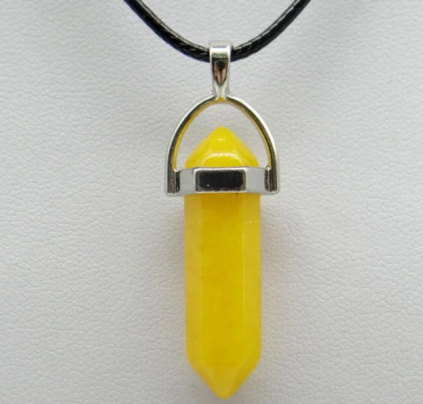 Natural Stone Crystal Hexagonal Pendant Necklace