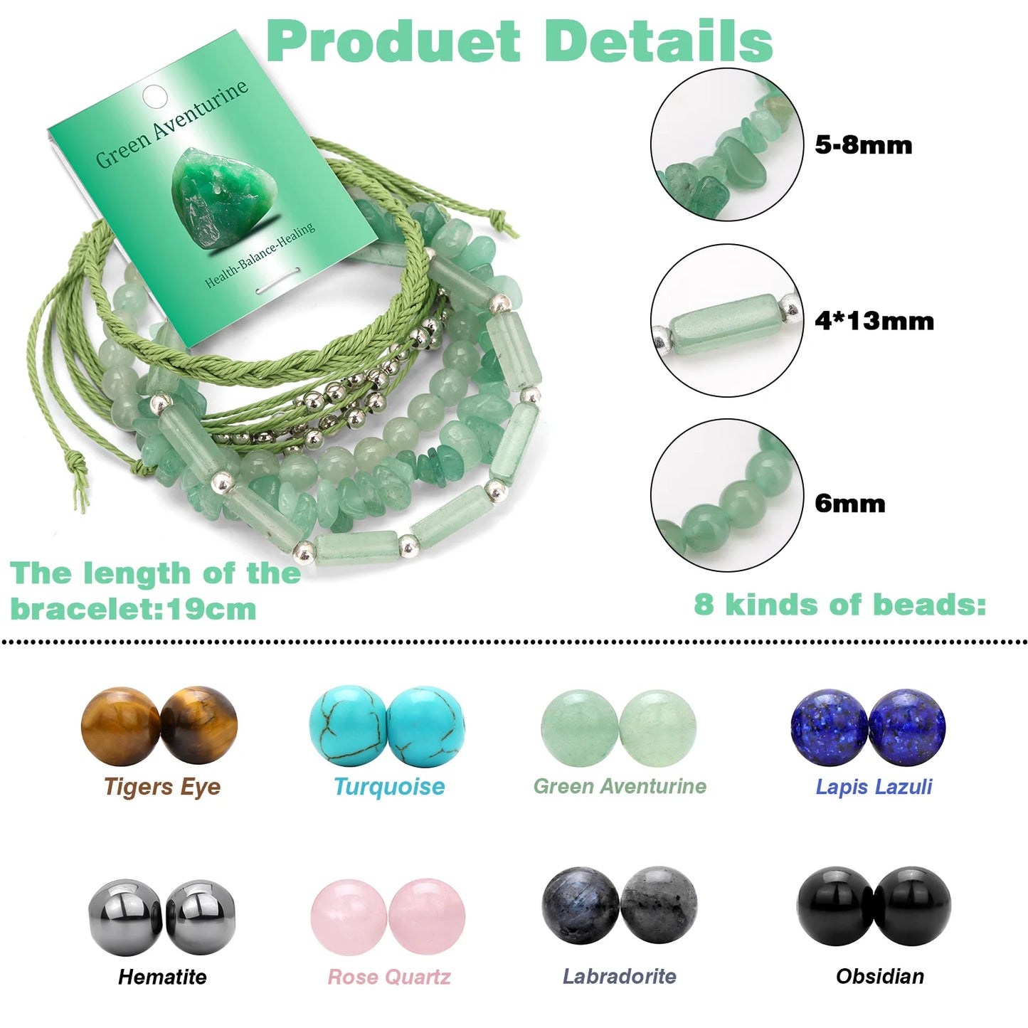 Ocean Bohemian Natural Stone Beaded Stackable Bracelet