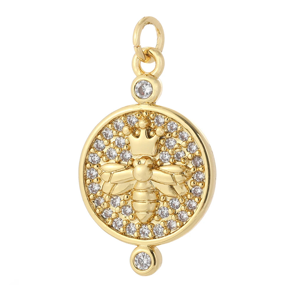 Cute Animals Plants Gold Bracelet Charm Pendants