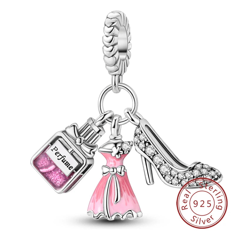 Splash Pink & Silver Pendant Charms