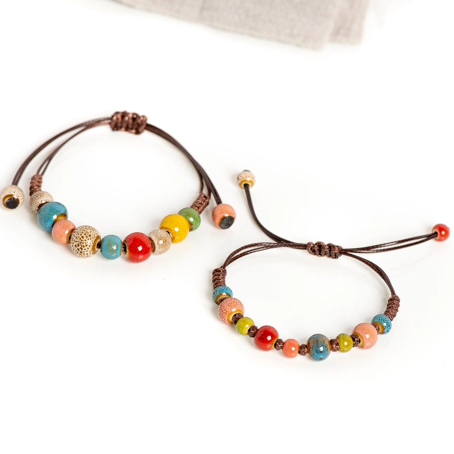 Beautiful Bohemian Spotted Ceramic Bead Bracelet
