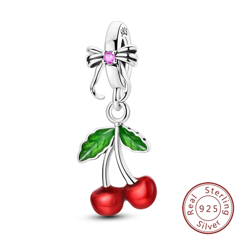 Red Cherry Strawberry Heart Warming Charm Pendants