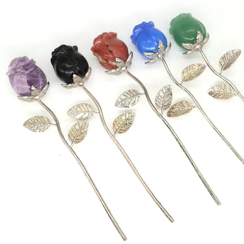 Crystal Carved Rose Flower Natural Gemstone Gifts