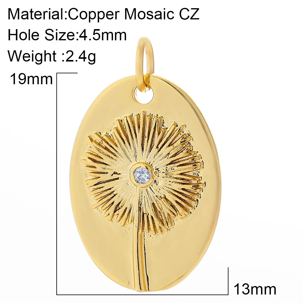 Cute Animals Plants Gold Bracelet Charm Pendants