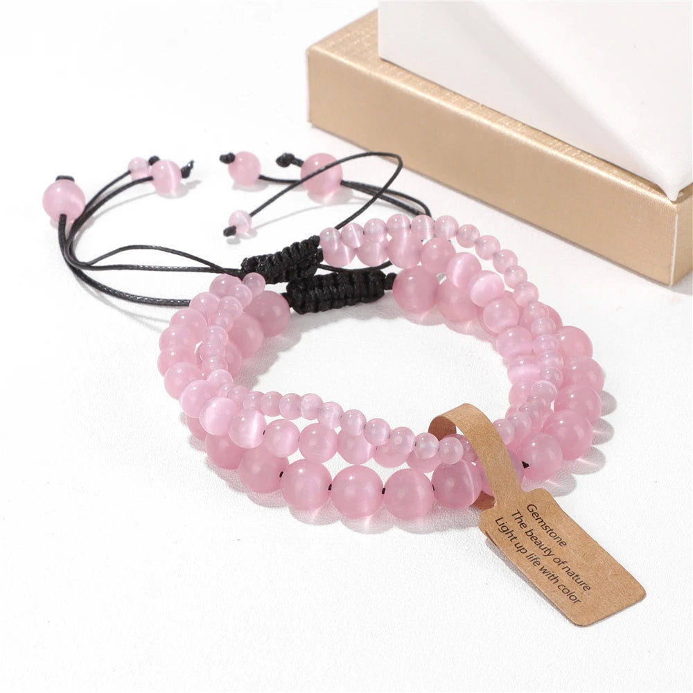 Universal Natural Stone Healing Mixed Size Beaded Bracelets