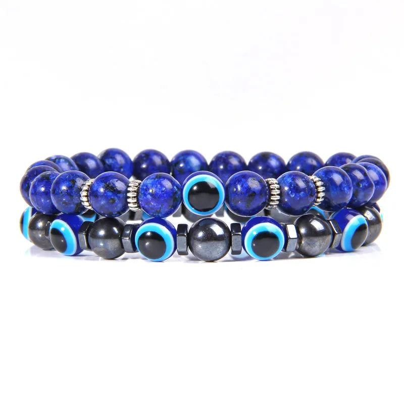 Lucky Blue Evil Eye Beads Bracelet Set
