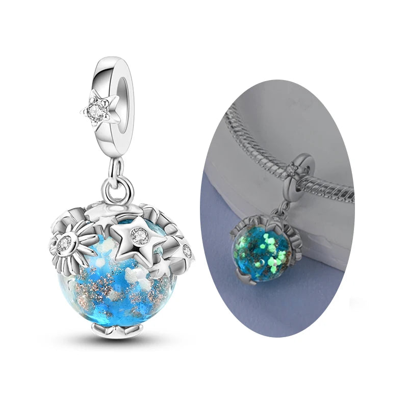 Empress Blue Platinum Pendant Charms Beads