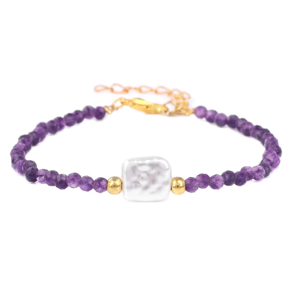 Natural Amethysts Charm Bracelet Series