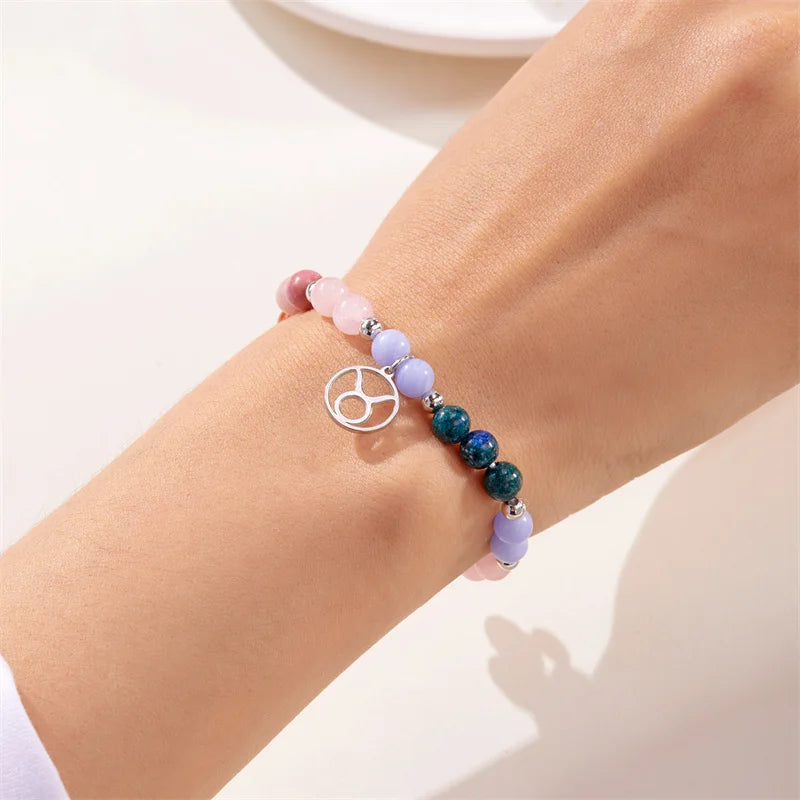 Colorful 12 Constellation Natural Stone Beaded Bracelets
