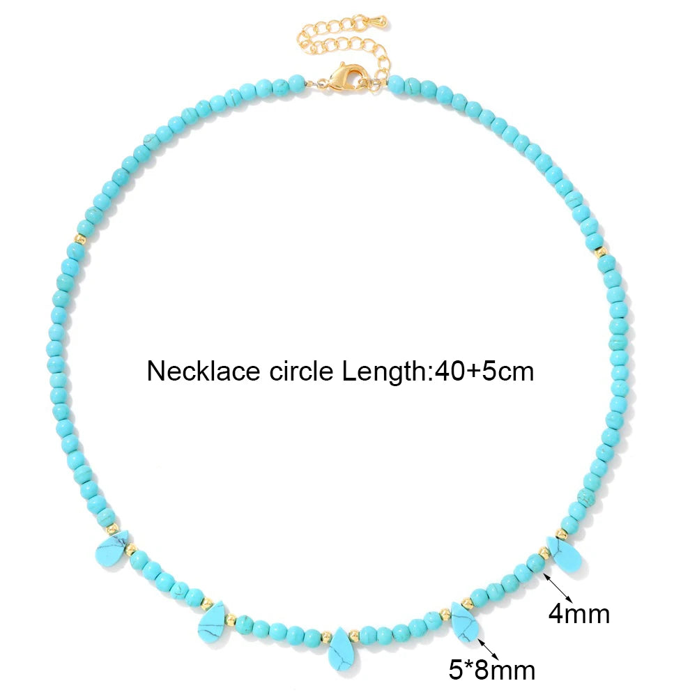 Tear Drop Crystal Colorful Natural Stone Necklace