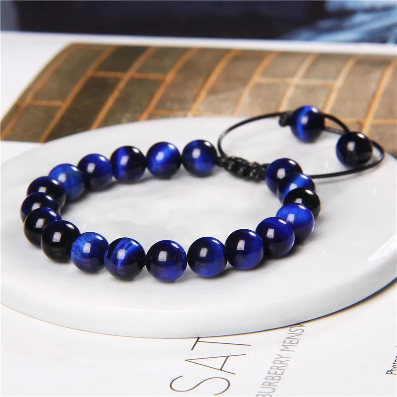 Cool Royal 5 Star Natural Stone Tiger Eye Beaded Bracelets