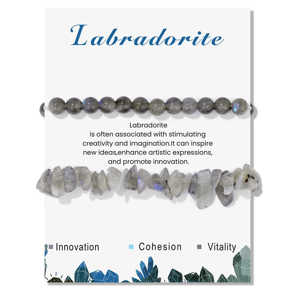 Double Crystal Stone Bracelets With Inspirational Cards