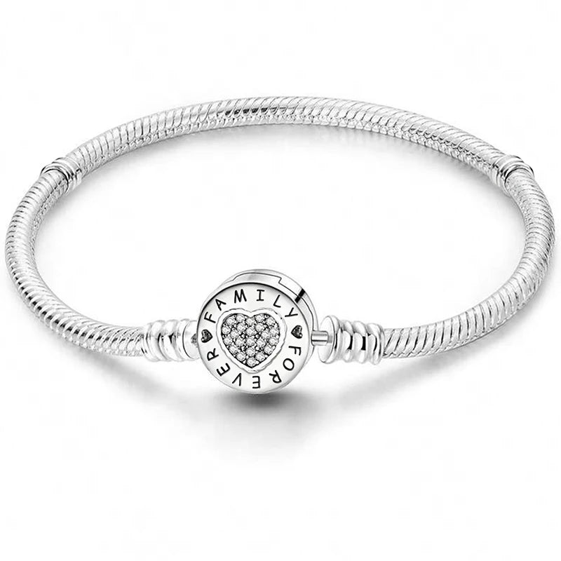 Sweet Love Heart Charm Platinum Bracelet