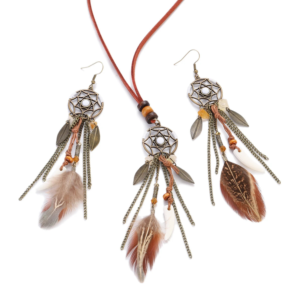 Hollow Dream Catcher Feather Tassel 2pcs Sets