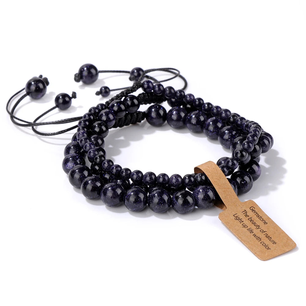 Universal Natural Stone Healing Mixed Size Beaded Bracelets