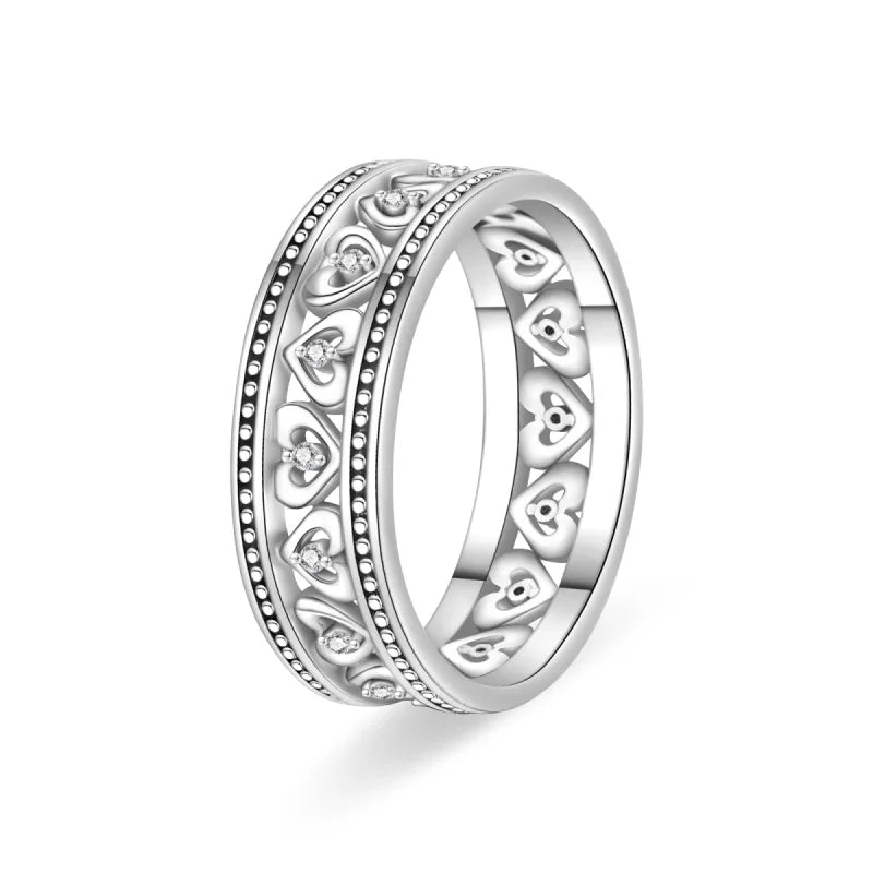 Floral Heart-Shaped Crown Rings