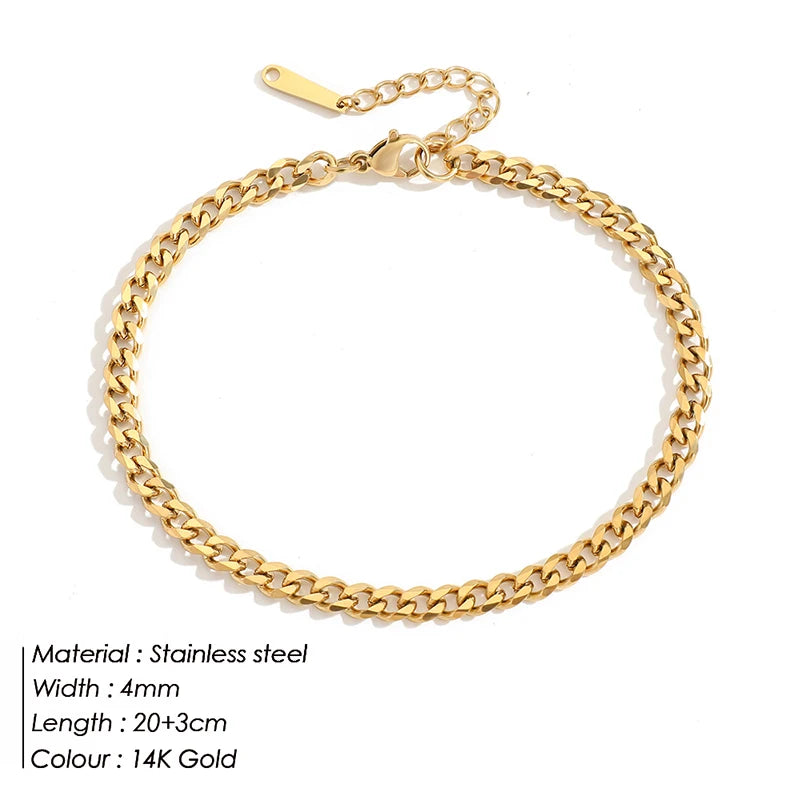 Stainless Steel Gold & Silver Array Anklets