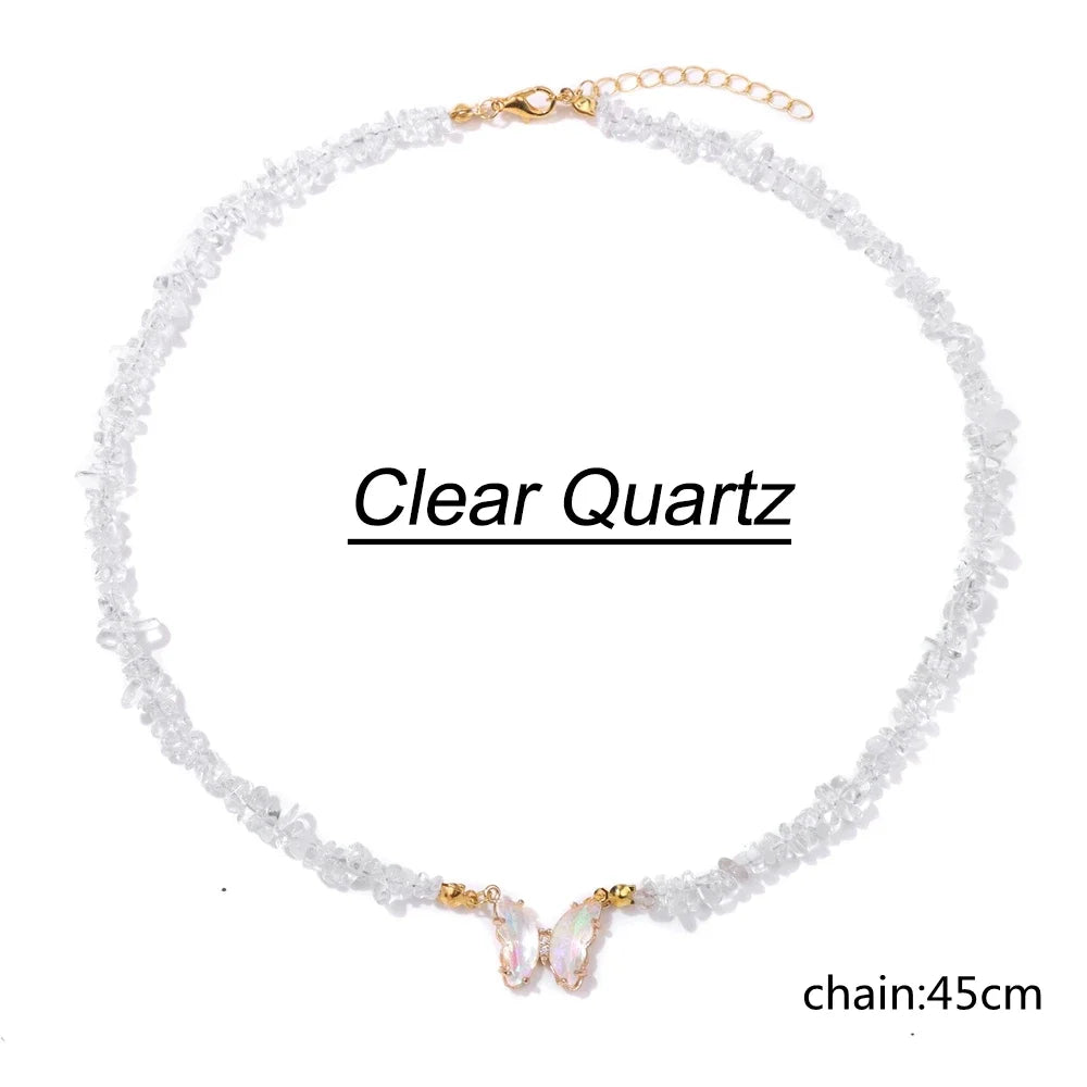 Butterfly Pendant Necklace Gravel Bracelets