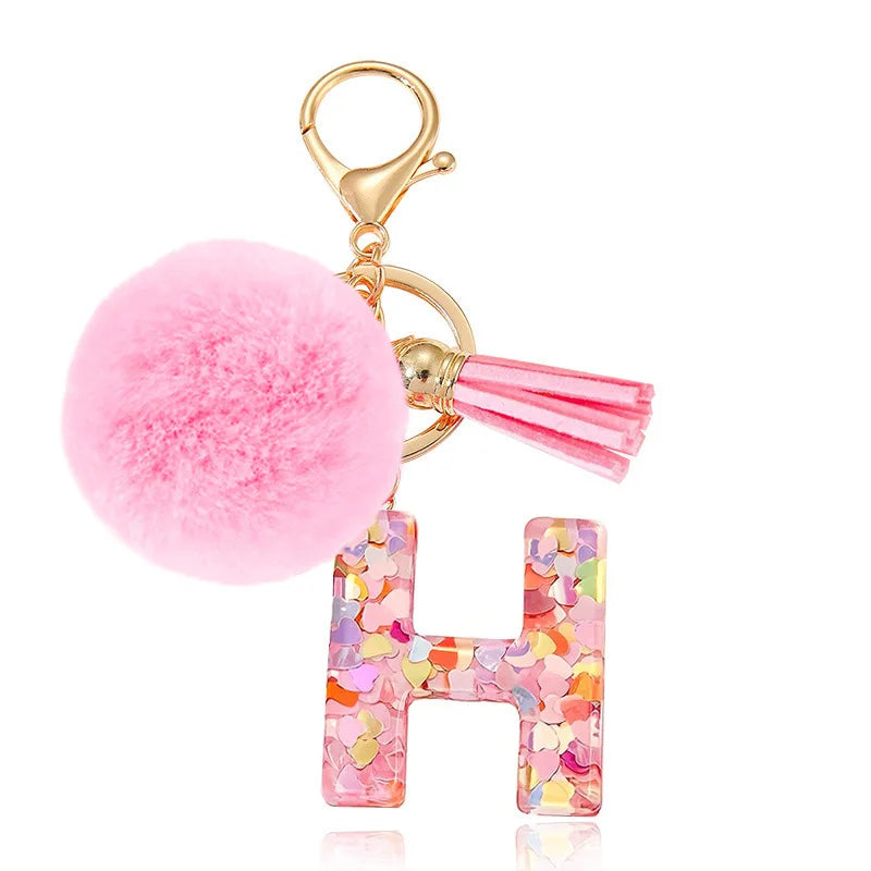 Pretty Pink Initials Alphabet Keychain Pendant
