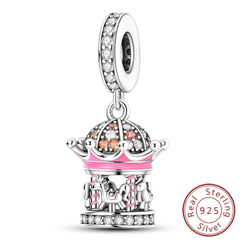 Splash Pink & Silver Pendant Charms