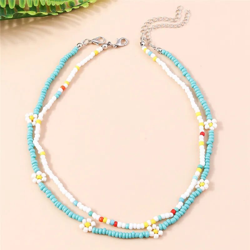 Lovely Sun Flowers Seeds Beaded Necklace