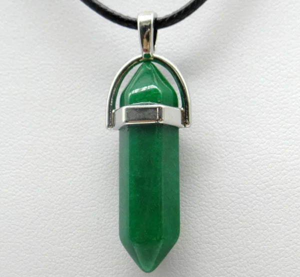 Natural Stone Crystal Hexagonal Pendant Necklace