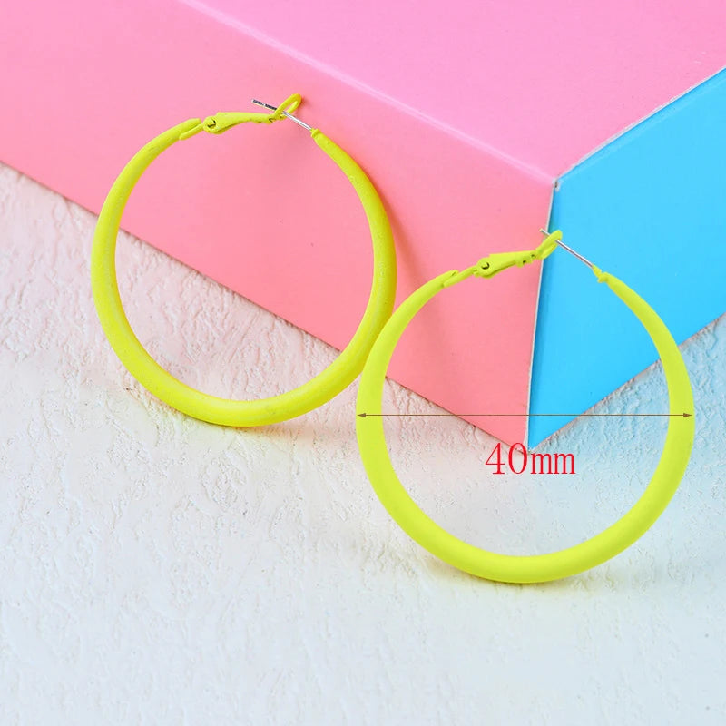 Round Colorful Neon Hoop Earrings