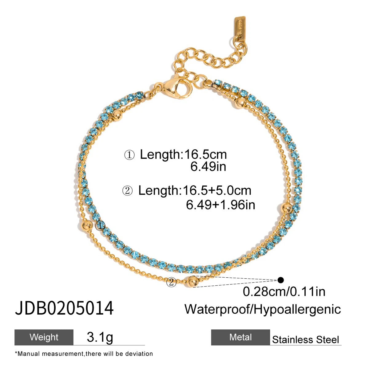 Celestial Star and Moon Double 18K Gold Bracelet