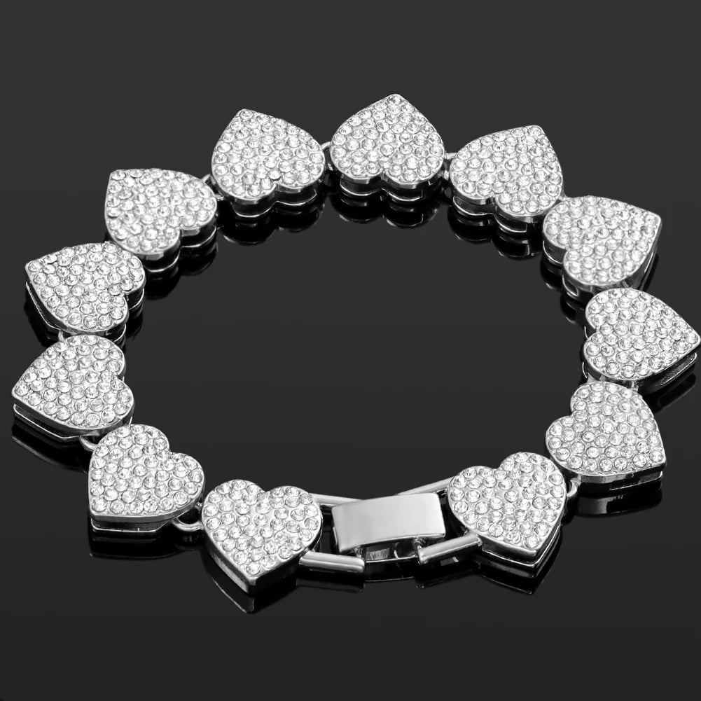South Beach Miami Iced Out Cuban Link Bracelet 4Pcs Setss