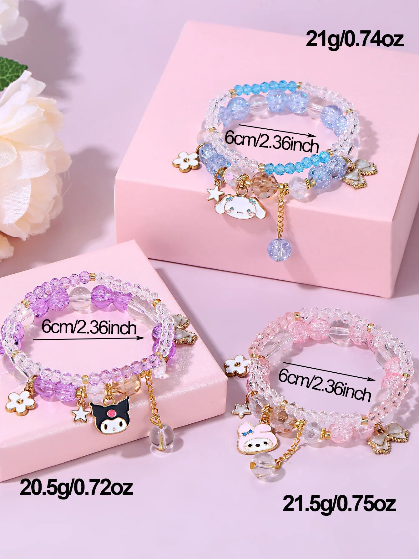 Cute Character Bow Beaded Bracelet