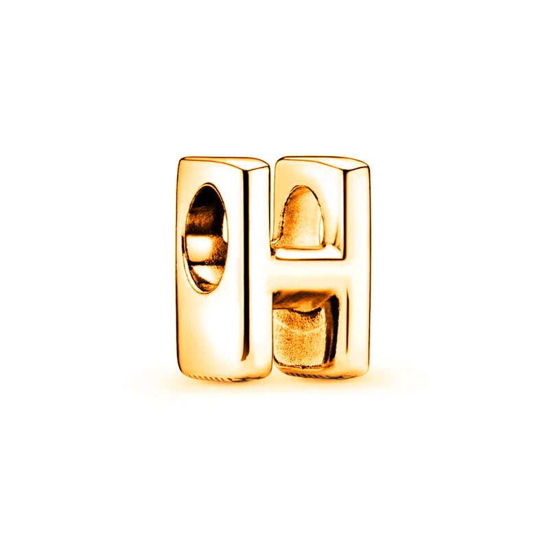 Beautiful Solid Gold plated 26 Letters A-Z Glossy Charm Beads