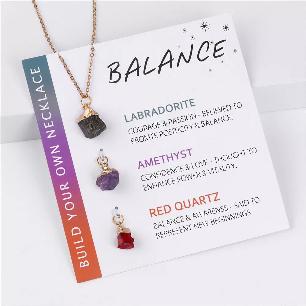 Gold Natural Stone Mineral Charm Necklaces
