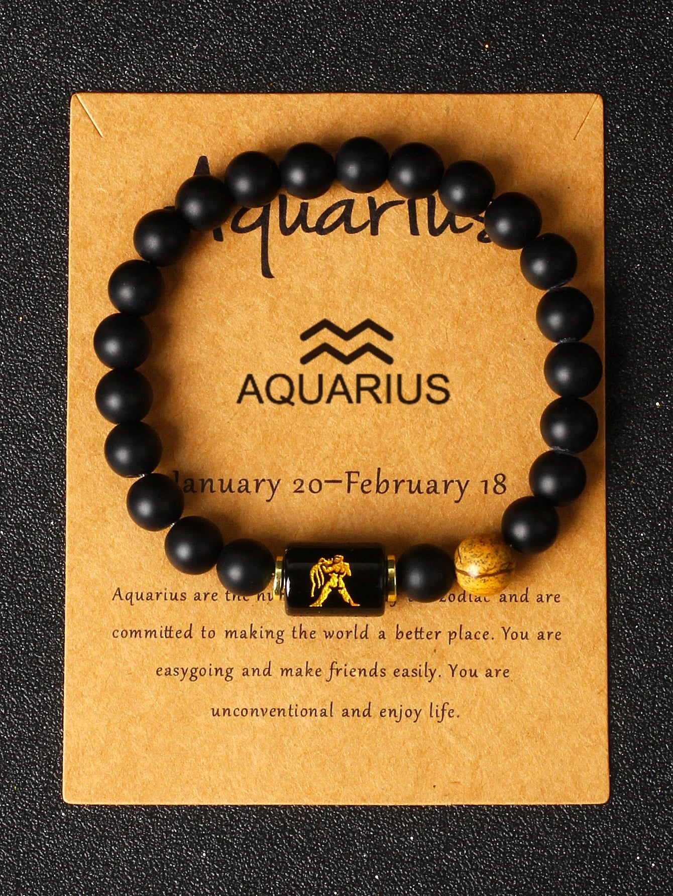 Midnight Moon Natural Stone Beads 12 Zodiac Sign Constellation Bracelet