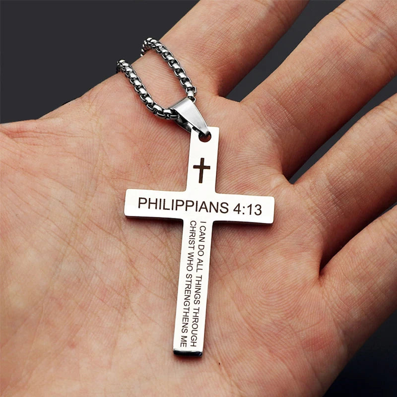 Bible Verse Cross Pendant Necklace