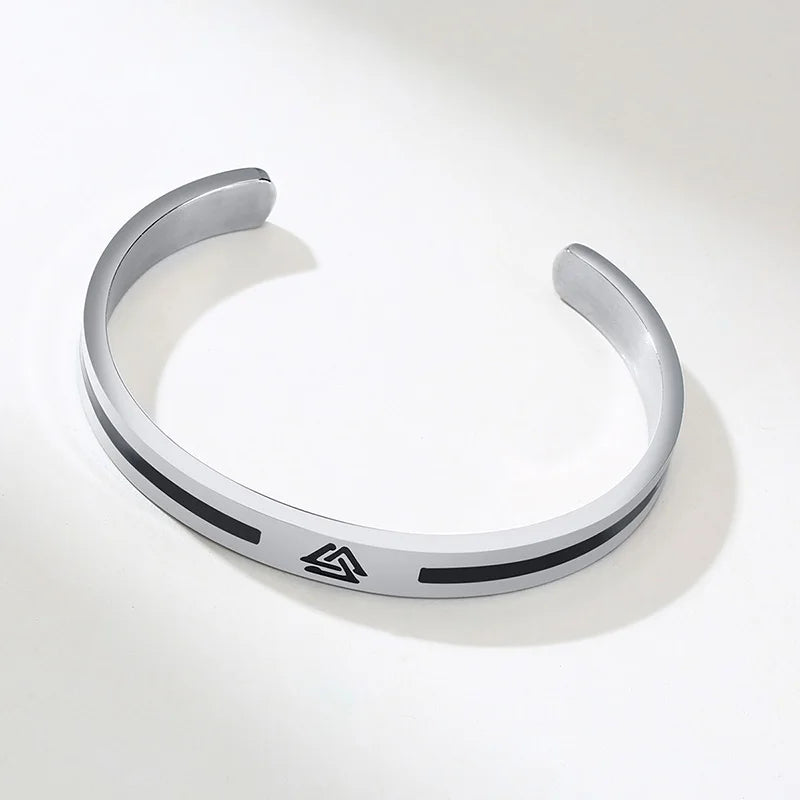 Powerful Viking Logo Cuff Enamel Bangle