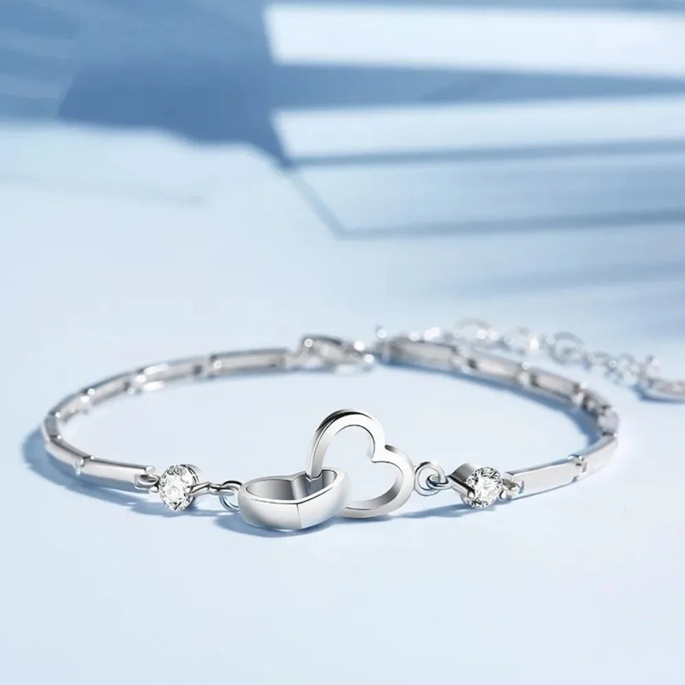 Double Heart Diamond Bracelet