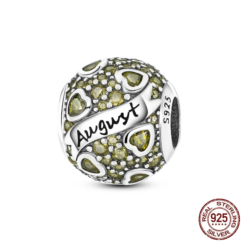 Zodiac Constellation Months Round Birthstone Charm Beads